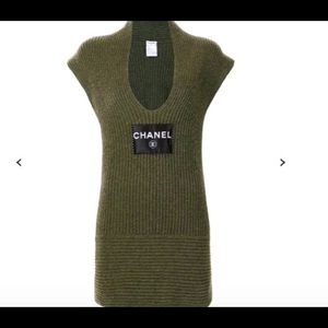 Chanel CHANEL logo sweater dress 100% cashmere